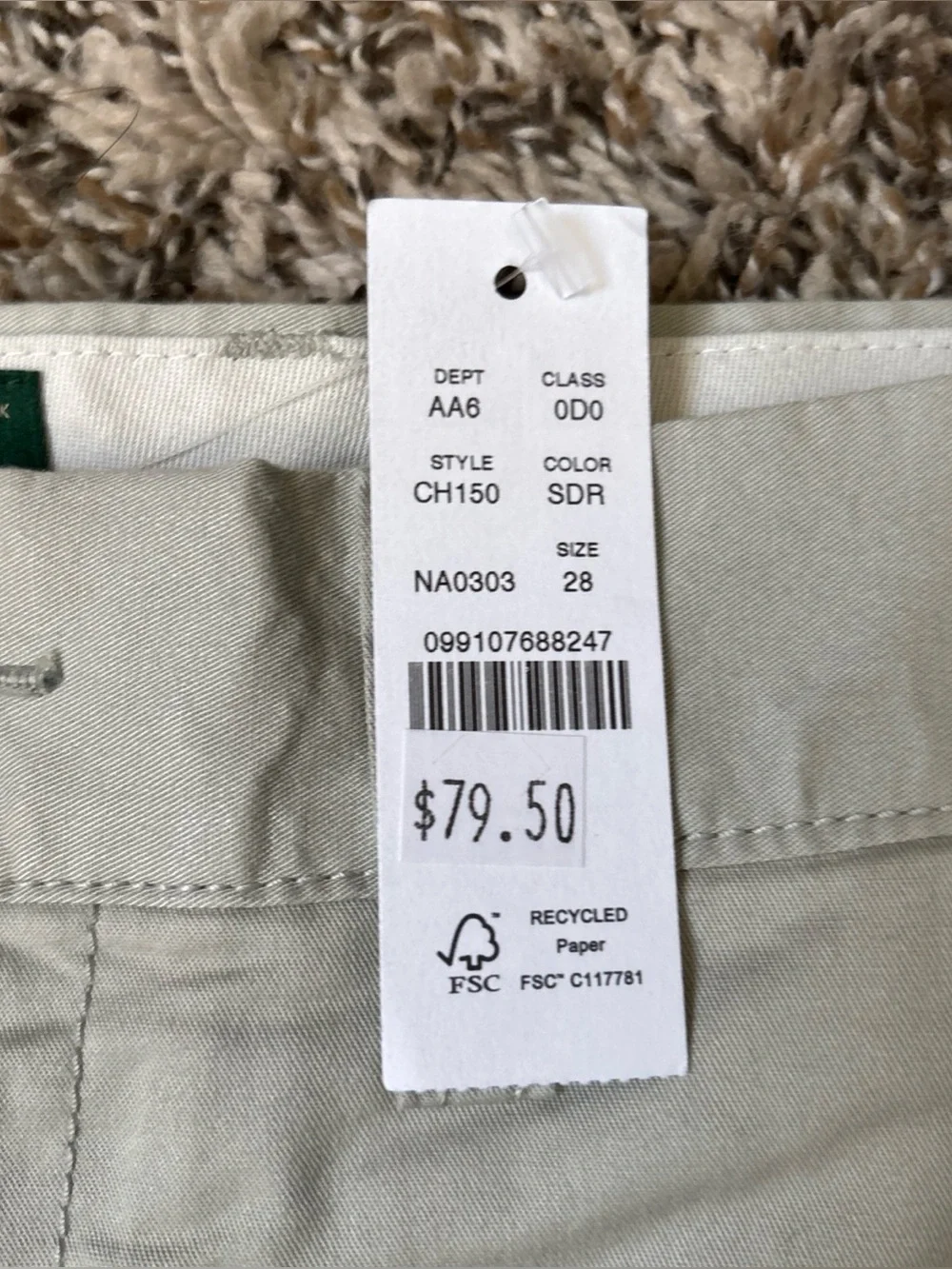 J. Crew Men's Flat-Front Light Khaki Shorts